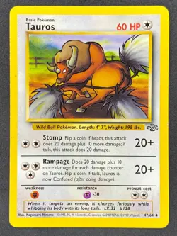 Pokemon Tauros 47/64 JU Jungle Unlimited LP/NM - Image 1