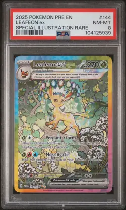 2025 POKEMON PRE EN-PRISMATIC EVOLUTIONS #144 LEAFEON EX PSA 8 - Image 1
