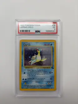 1999 POKEMON FOSSIL #10 LAPRAS-HOLO PSA 5 - Image 1