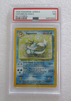 Pokemon 1999 Jungle NO SYMBOL ERROR Vaporeon Holo 12/64 PSA 7 NM #D - Image 1