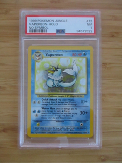 Pokemon 1999 Jungle NO SYMBOL ERROR Vaporeon Holo 12/64 PSA 7 NM #D - Image 4