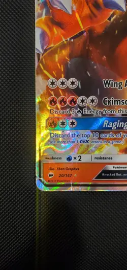 2017 POKEMON SUN & MOON BURNING SHADOWS #20/147 CHARIZARD GX HOLO - Image 5