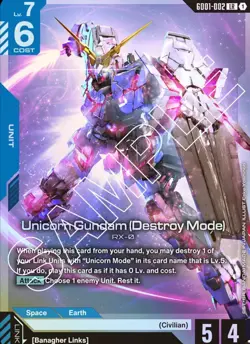 Unicorn Gundam (Destroy Mode) Foil - GD01-002 NM - TCG Card Game - Image 3