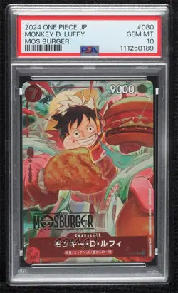 2022 One Piece Card Game: Promos Japanese Monkey D Luffy #P-080 PSA 10 GEM MT - Image 1