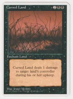 Miscut Cursed Land MP 4th Edition MTG Magic Error Misprint Alpha Cut Corners! - Image 1