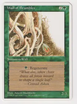Miscut Wall of Brambles LP 4th Ed MTG Magic Error Misprint Alpha Cut Corners! - Image 1