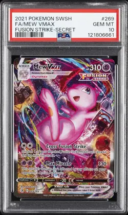 2021 POKEMON SWORD & SHIELD FUSION STRIKE SECRET #269 FULL ART/MEW VMAX PSA 10 - Image 1