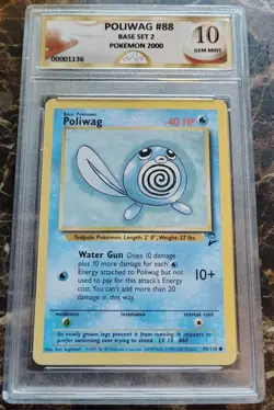 POKEMON 1st Edition Base Set 2 POLIWAG #88/130 SRG 10 GEM MINT RARE!! LOT OF 3 - Image 1