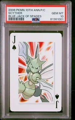 2006 Pokemon Scyther Jack of Spades PC 10th Anniversary Blue Deck PSA 10 POP 5 - Image 1