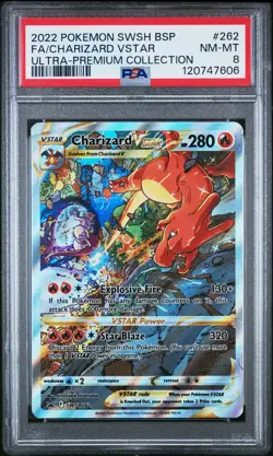 2022 POKEMON SWSH BLACK STAR PROMO #262 FULL ART/CHARIZARD VSTAR PSA 8 - Image 1