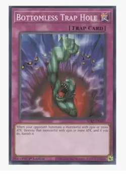 YUGIOH 3x Bottomless Trap Hole SDBT-EN029 1st edition Near-Mint NM x 3 - Image 1