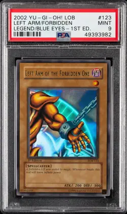 Yugioh Left Arm Of The Forbidden One LOB-123 1st Ed North American Glossy PSA 9 - Image 1