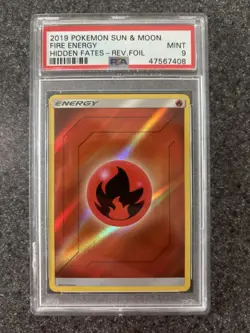 Fire Energy PSA 9 - Hidden Fates - Reverse Holo Pokemon Card - Image 1