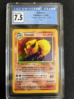 Pokemon TCG Flareon Jungle Holo Card 3/64 Unlimited Edition Rare CGC 7.5 - Image 1