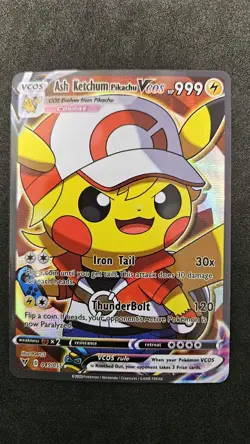 Ash Ketchum Pikachu VCOS Holo Non-TCG Fan Art 045/055 Pokemon Card - Image 1
