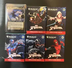 MAGIC THE GATHERING NYCC 2025 SPIDER-MAN WELCOME DECK SET OF 5 WITH PROMO CARD - Image 1