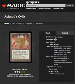 1996 MTG Magic The Gathering Alliances Ashnod's Cylix Vintage Reserved List NM - Image 3