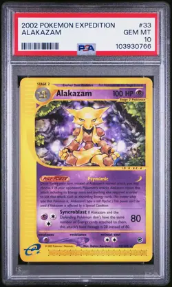 2002 POKEMON EXPEDITION #33 ALAKAZAM PSA 10 - Image 1