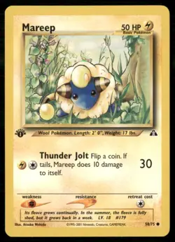 2001 1st Edition Neo Discovery Pokemon Mareep Basic/Common #58 - Image 1