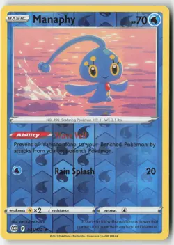Pokemon - Manaphy Reverse Holo Rare SWSH09: Brilliant Stars 041/172 LP-NM - Image 1