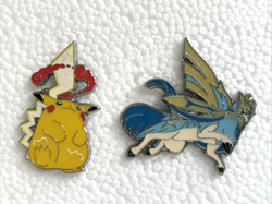 Lot of 2 Pokemon Pikachu Gigantamax & Shiny Zacian Pin Crown Zenith WalMart Exc - Image 1