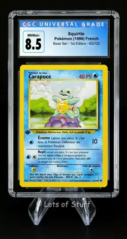 CGC 8.5 NM/MINT+ French Squirtle / Carapuce Base 1st Edition Pokemon 63/102 -98 - Image 1