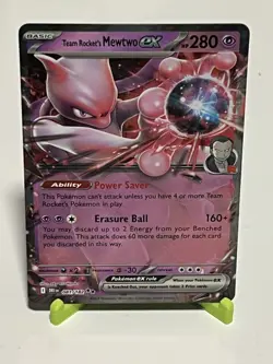 Pokemon Team Rocket's Mewtwo ex 081/182 Destined Rivals Double Rare NM Condition - Image 1