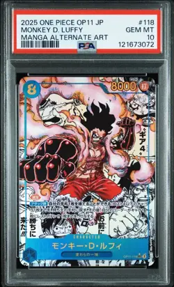 Luffy Gear 4 PSA10 Comic Super Parallel OP11 118 One Piece SEC Rare Card - Image 1