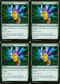 4x MTG 2018 AGGRESSIVE URGE - INSTANT - MAGIC CARD x4 copies - Image 1