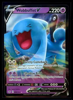 2020 Sword & Shield Wobbuffet V #86 Ultra Rare Holo Pokemon Card - Image 1