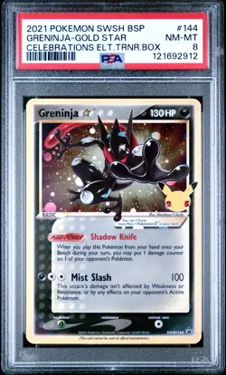 2021 POKEMON SWSH BLACK STAR PROMO #144 GRENINJA-GOLD STAR PSA 8 - Image 1