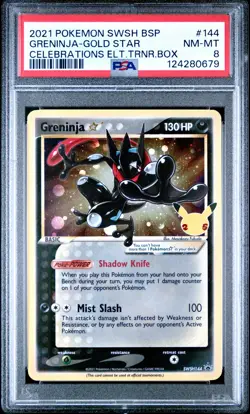 2021 POKEMON SWSH BLACK STAR PROMO #144 GRENINJA-GOLD STAR PSA 8 - Image 1