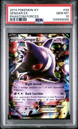 Pokemon TCG Gengar EX 34/119 Phantom Forces PSA 10 - Image 1