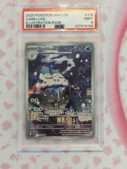 2025 POKEMON WHT EN-WHITE FLARE ILLUSTRATION RARE #113 VANILLUXE PSA 9 - Image 1