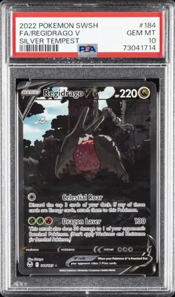 2022 POKEMON SWORD & SHIELD SILVER TEMPEST #184 FULL ART/REGIDRAGO V PSA 10 - Image 1