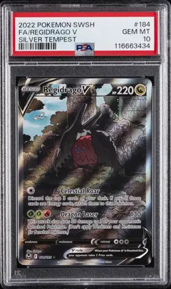 2022 POKEMON SWORD & SHIELD SILVER TEMPEST #184 FULL ART/REGIDRAGO V PSA 10 - Image 1