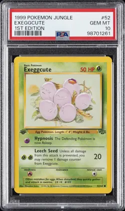 1999 POKEMON JUNGLE 1ST ED #52 EXEGGCUTE PSA 10 - Image 1