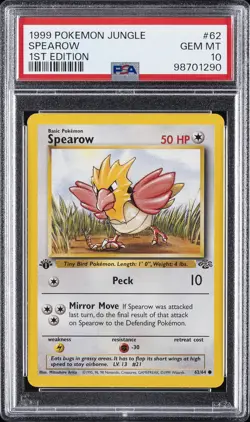 1999 POKEMON JUNGLE 1ST ED #62 SPEAROW PSA 10 - Image 1