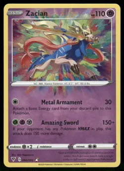Zacian 082/185 Amazing Rare Holo NM Pokemon SWSH04: Vivid Voltage - Image 1