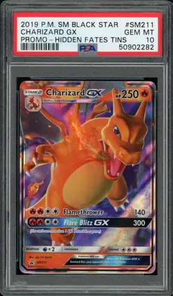2019 Pokemon SM Black Star Promo Hidden Fates Tins Charizard GX #SM211 PSA 10 - Image 1