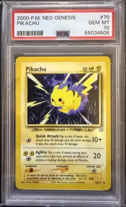 Pikachu 70/111 2000 Pokemon Neo Genesis Unlimited PSA 10 GEM MINT - Image 1