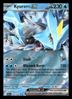 KYUREM EX 2025 POKEMON BLACK BOLT DOUBLE RARE HOLO 028/086 Q1303 - Image 1