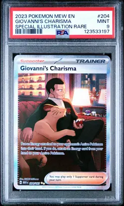 2023 POKEMON MEW EN-151 SPECIAL ILLUSTRATION RARE #204 GIOVANNI'S CHARISMA PSA 9 - Image 1