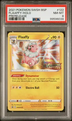 2021 POKEMON SWSH BLACK STAR PROMO PRERELEASE #122 FLAAFFY-HOLO PSA 8 - Image 1