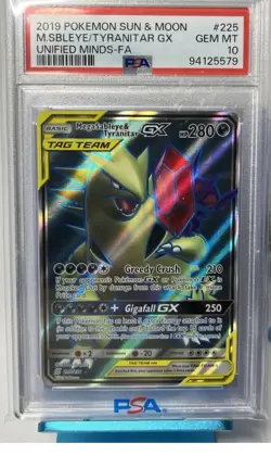 2019 POKEMON SUN & MOON M.SABLEEYE/TYRANITAR GX UNIFIED MINDS-FA PSA 10 - Image 1