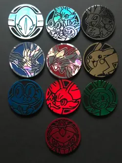 10 X Pokemon Coins Coin Tokens Shiny Xerneas Yveltal Pikachu Genesect Froakie - Image 1