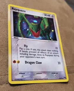 Rayquaza 3/17 POP Series 1 Pokemon Organized Play Holo SWIRL Rare Promo Card - Image 2
