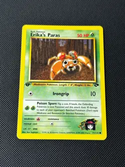 Erika's Paras 71/132 1st Edition Pokemon Card Gym Challenge Common WOTC NM - Image 1