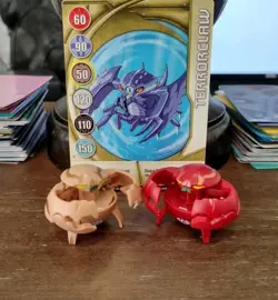 Bakugan B1 Subterra Terrorclaw 470G & Pyrus Terrorclaw 360G Rare W/ Card READ!!! - Image 1