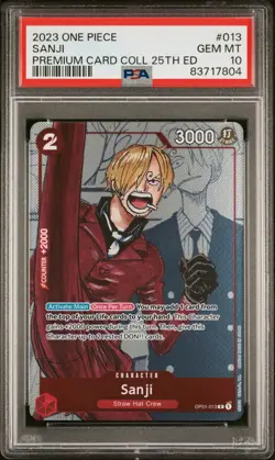 PSA 10 English One Piece Sanji OP01-013 Premium Card Collection 25th Anniversary - Image 1